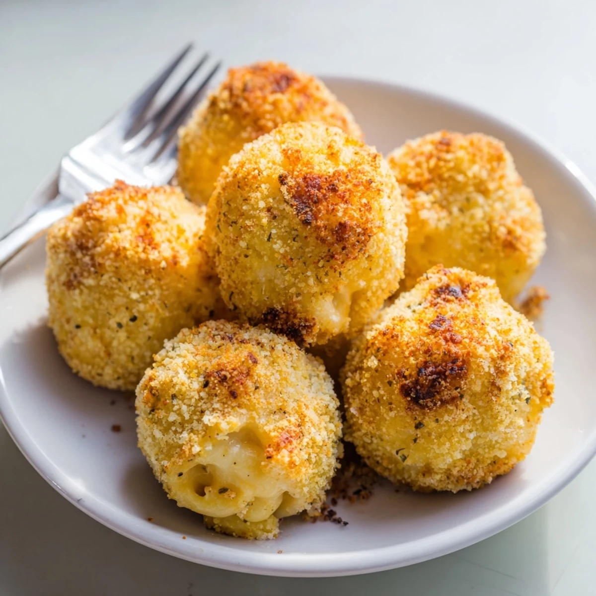 Crispy Baked Mac and Cheese Bites served hot with zesty dipping sauce.