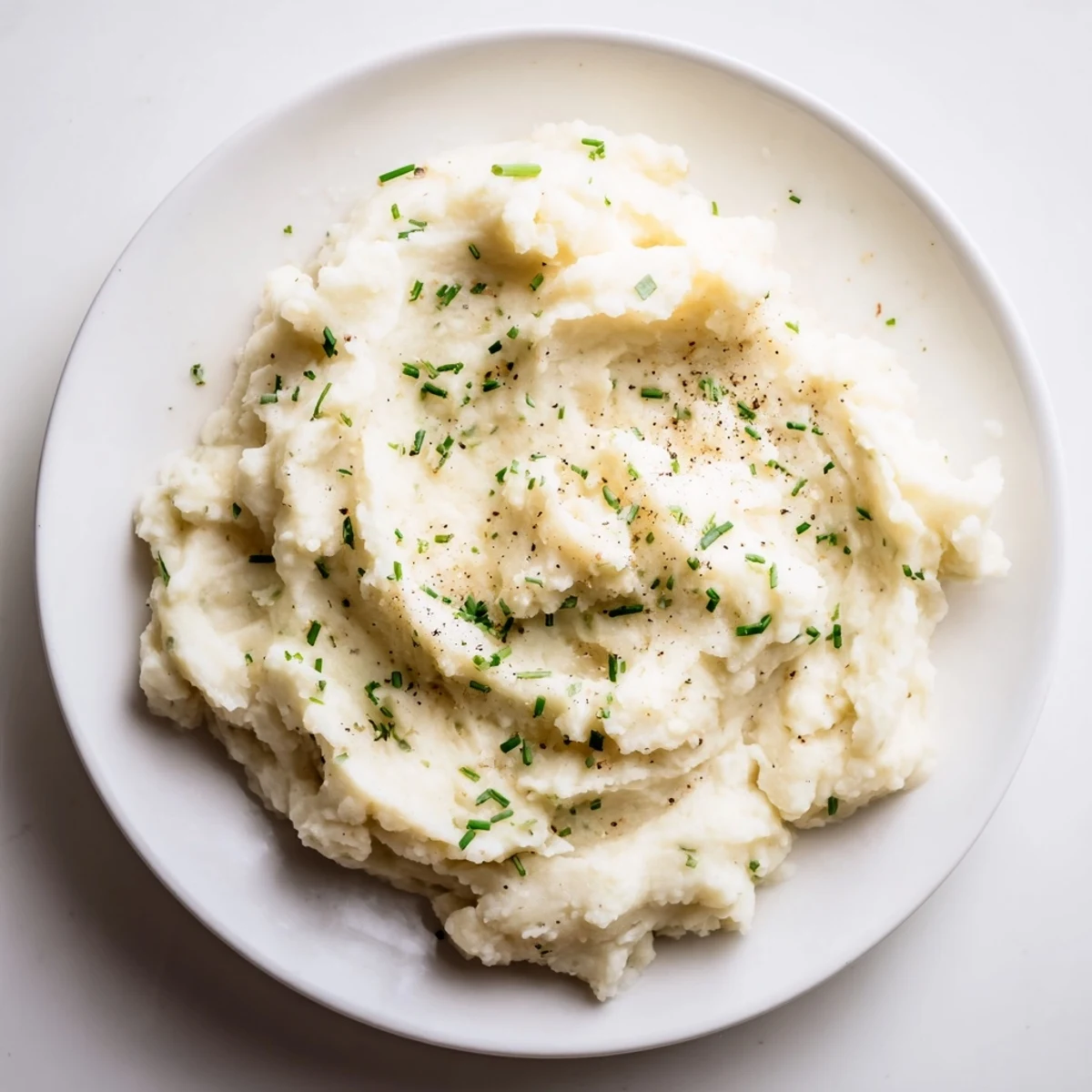 A bowl of fluffy, flavorful cauliflower mash dotted with fresh herbs for a comforting dinner.