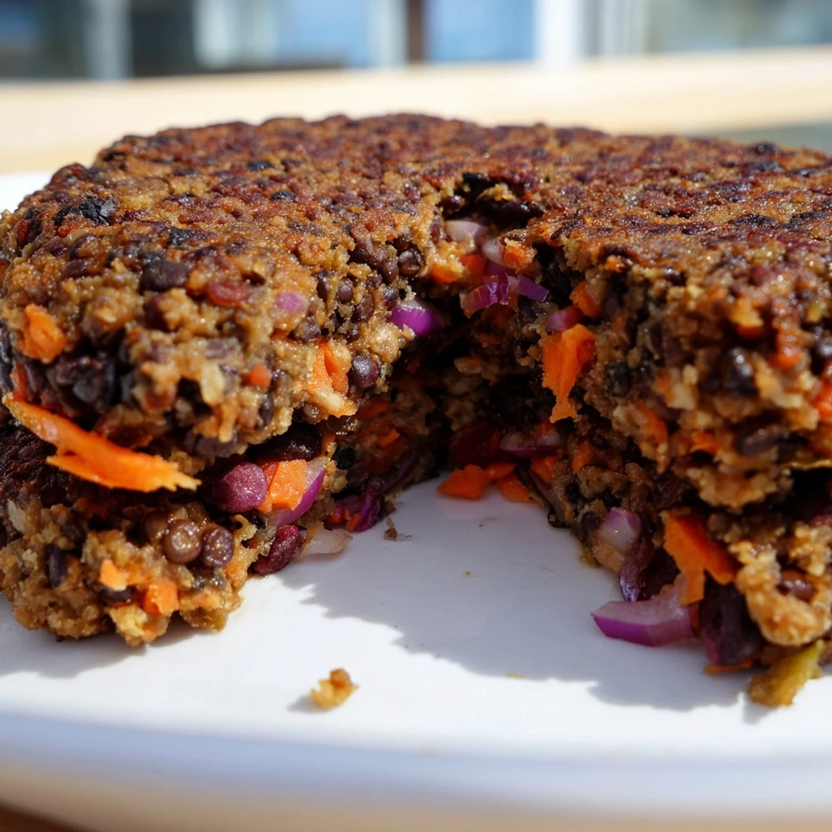 Delicious vegan black bean burgers, served with fresh avocado and tomato slices for a flavorful bite.