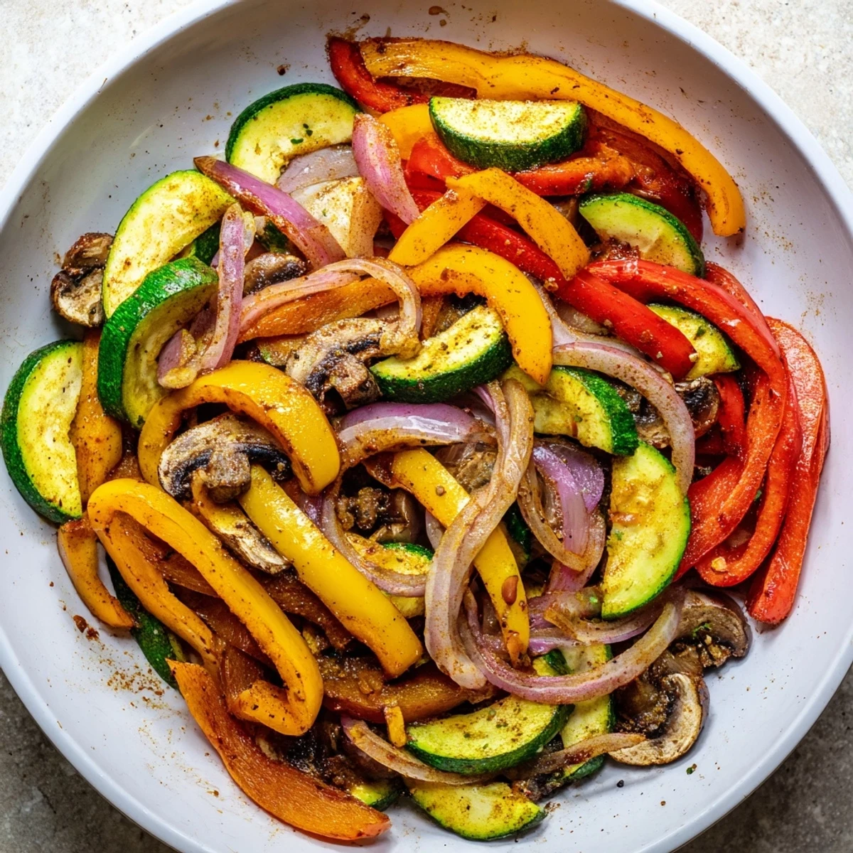 Fragrant veggie skillet fajitas sizzling in a cast-iron pan, perfect for a quick and easy Tex-Mex dinner.