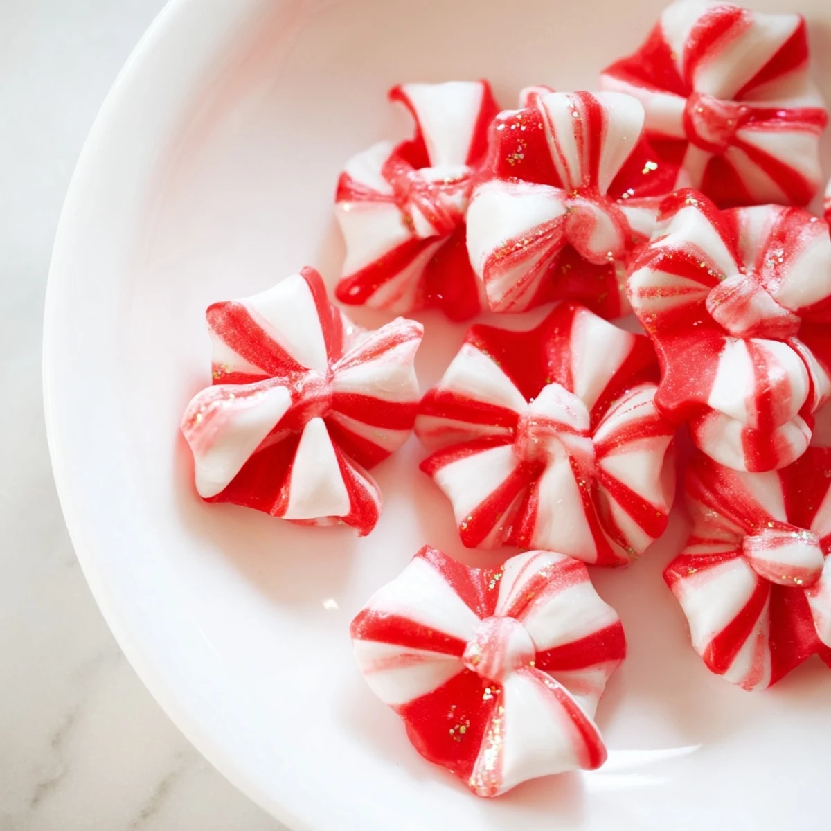 Delicious Express Peppermint Candy Bows, melting to create perfect Christmas treats, ready to eat!