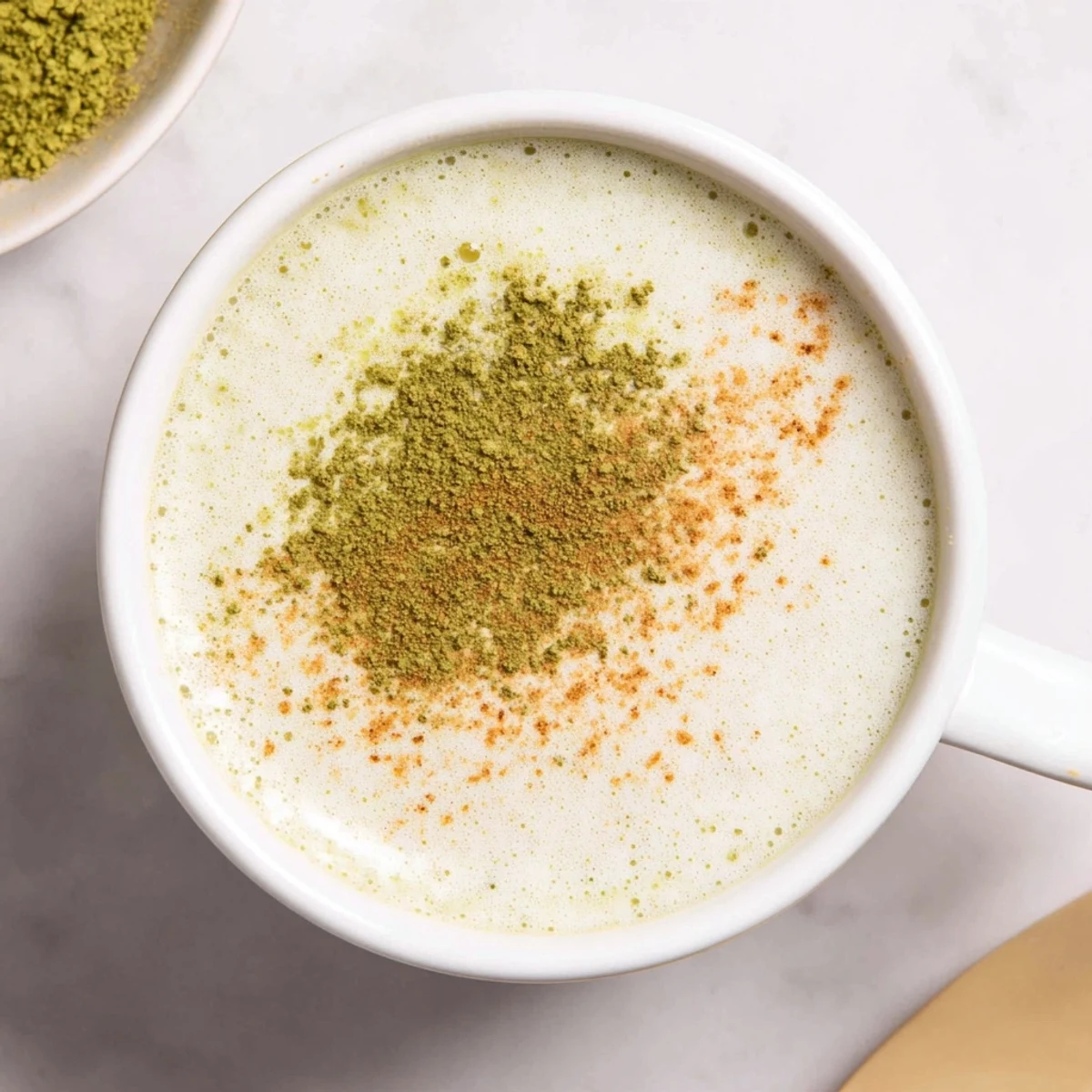 Enjoy a frothy, warm Coconut Ginger Matcha Winter Immunity Latte, highlighting fresh ginger and antioxidants.