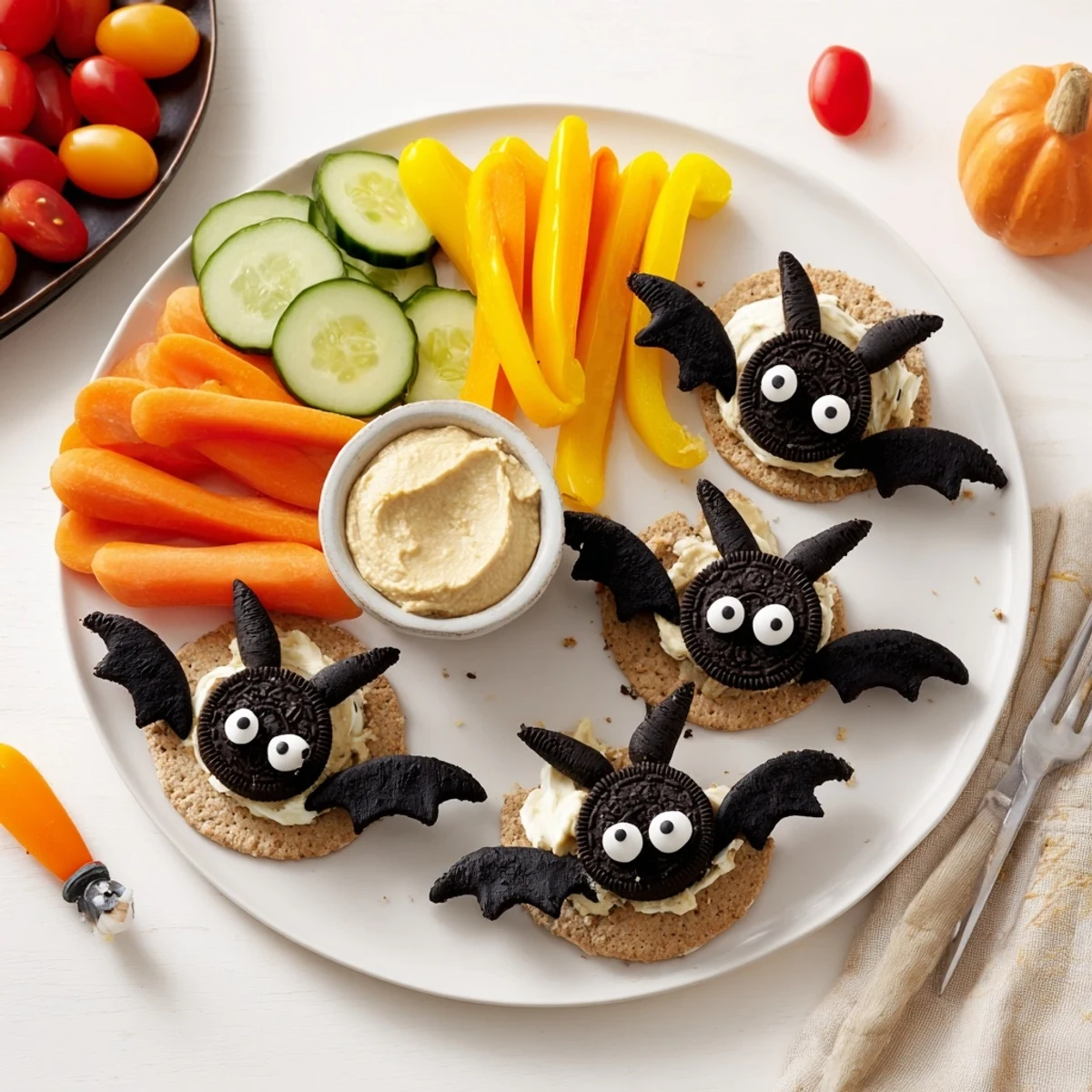 Vibrant Flying Bat Halloween snacks arranged on a platter, ready for a fun, spooky party.