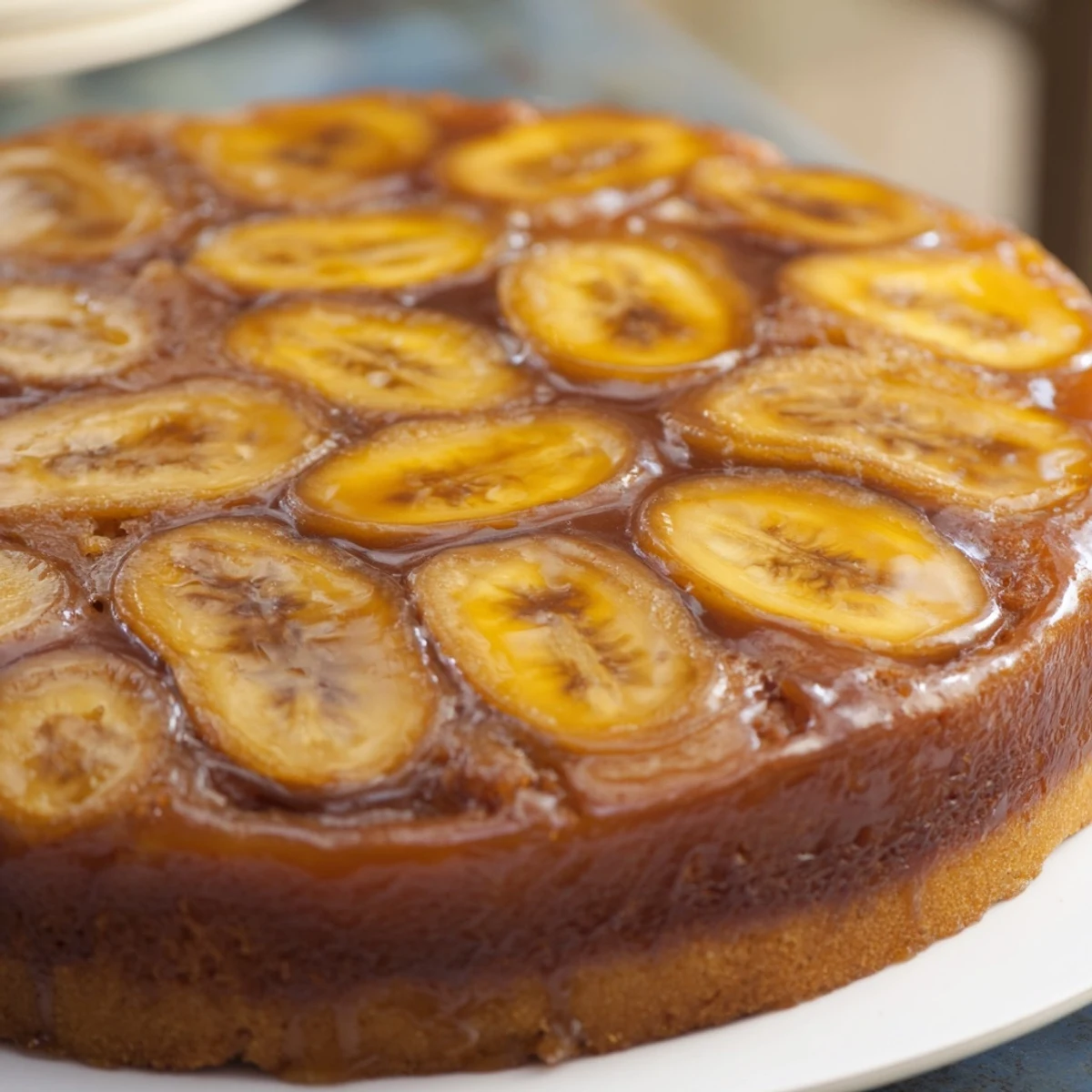 Enjoy a slice of warm and comforting banana bread cake, ready for serving after cooling.