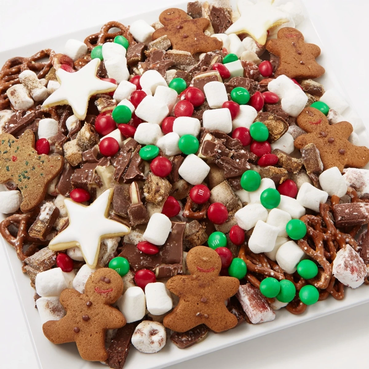 This overflowing Santa's Sack Candy Avalanche displays an array of sweet treats, ideal for holiday snacking.