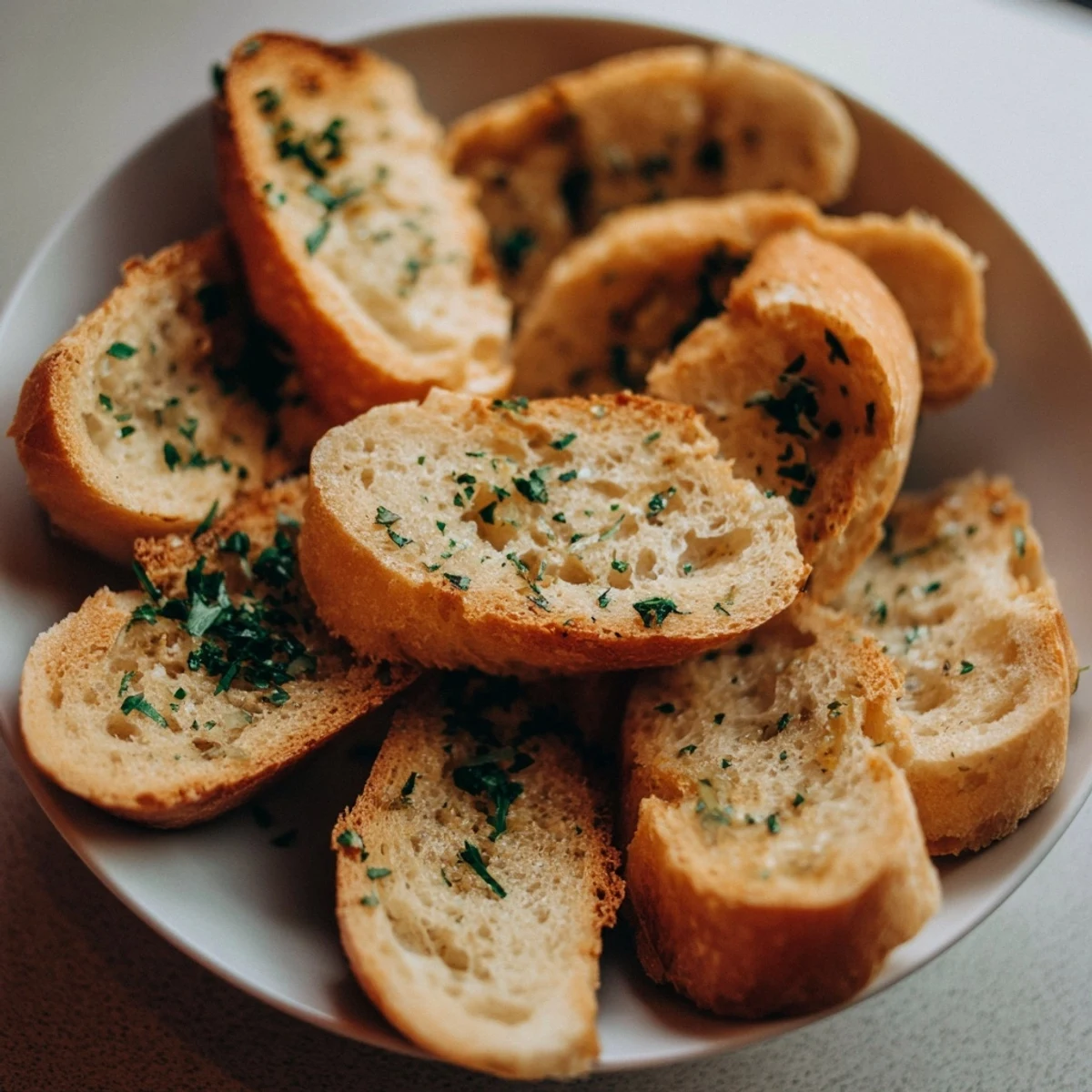 Crispy baguette slices form a welcoming bread ring, perfect for dipping or sharing, French cuisine inspiration.