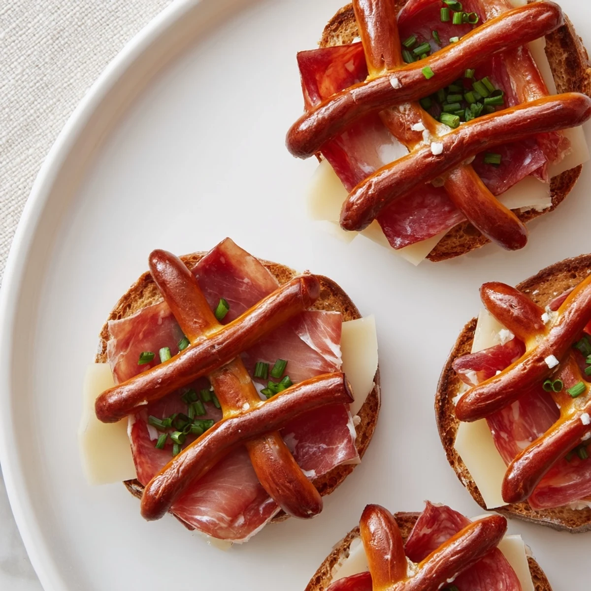 Enjoy the savory layers beneath the pretzel crust in this delicious Lattice Window appetizer.