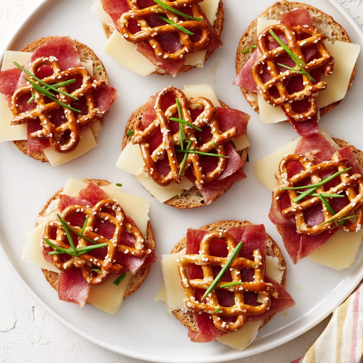 Golden pretzel lattice tops the layers of meats and cheeses in this impressive Lattice Window.