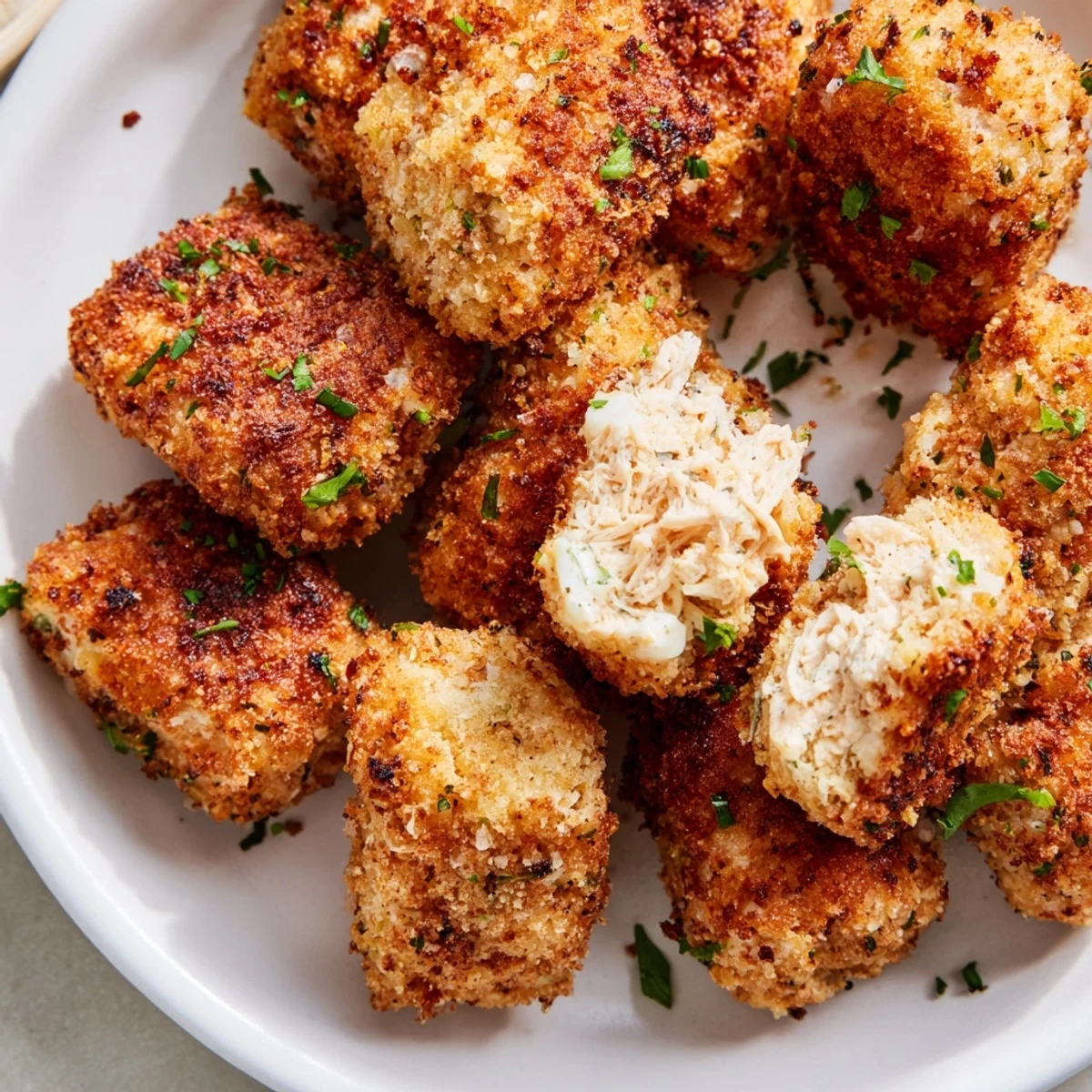 Crispy, air-fried Air Fryer Spicy Ranch Chicken Croquettes, perfect as a flavorful appetizer for game day.