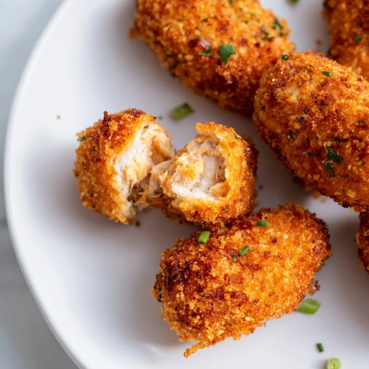 Imagine the texture: Delicious, hot Air Fryer Spicy Ranch Chicken Croquettes, perfect for sharing and enjoying.