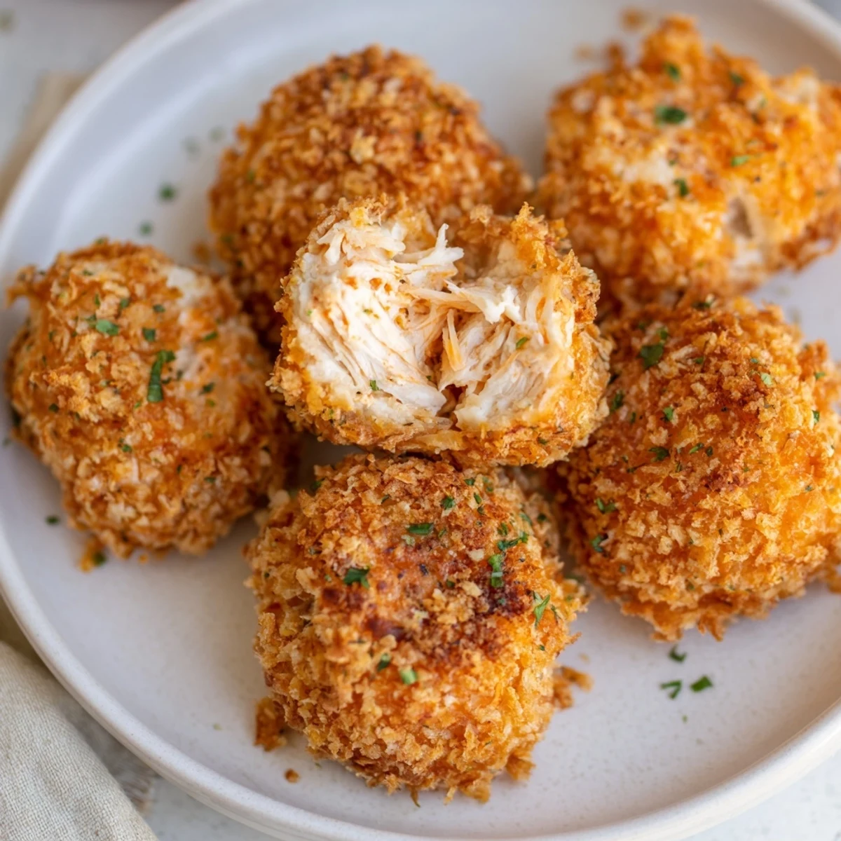 Golden-brown Air Fryer Spicy Ranch Chicken Croquettes, ready to serve with a creamy dipping sauce.