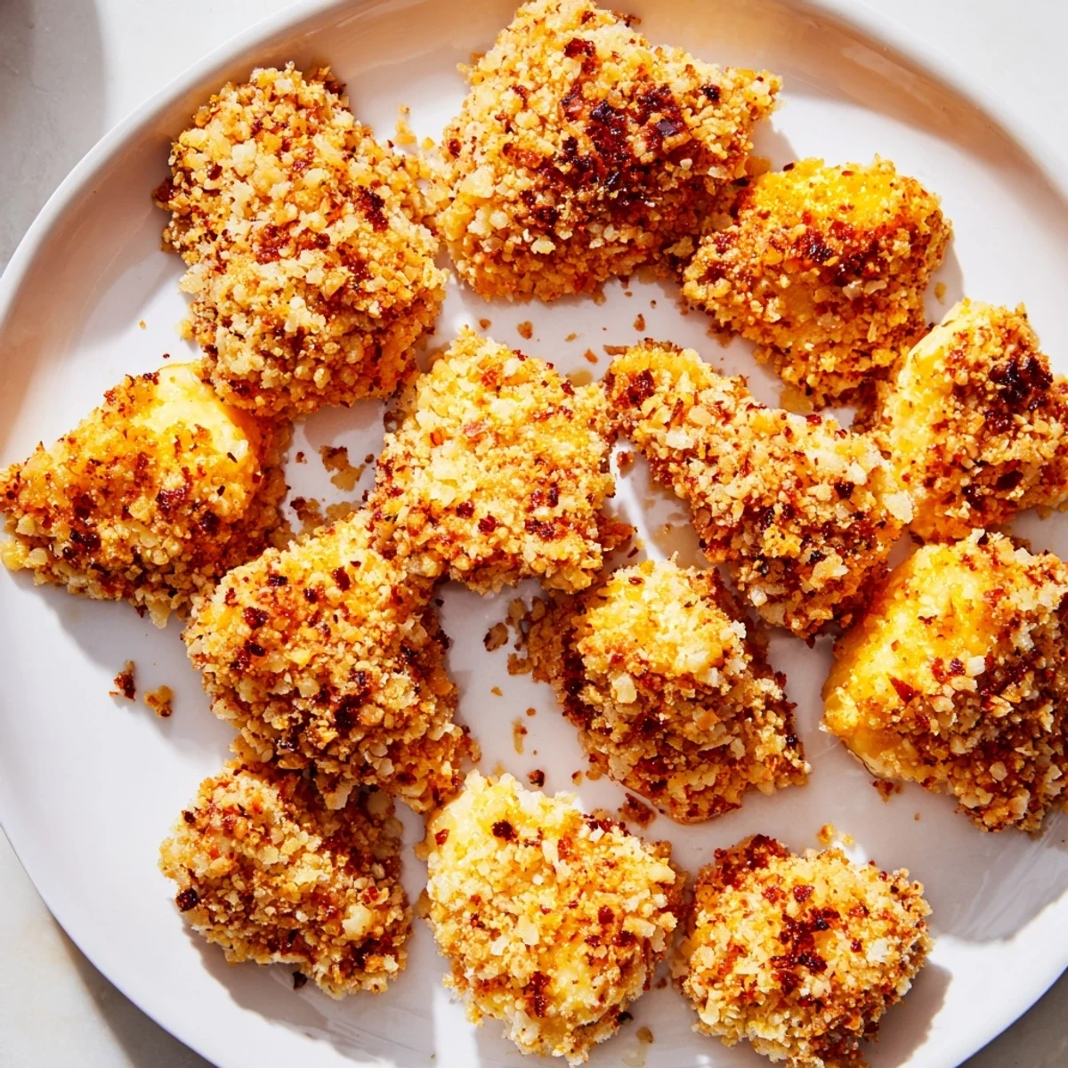 Golden, crispy Air Fryer Un-Fried Chicken Nuggets, perfect for dipping in your favorite sauce.