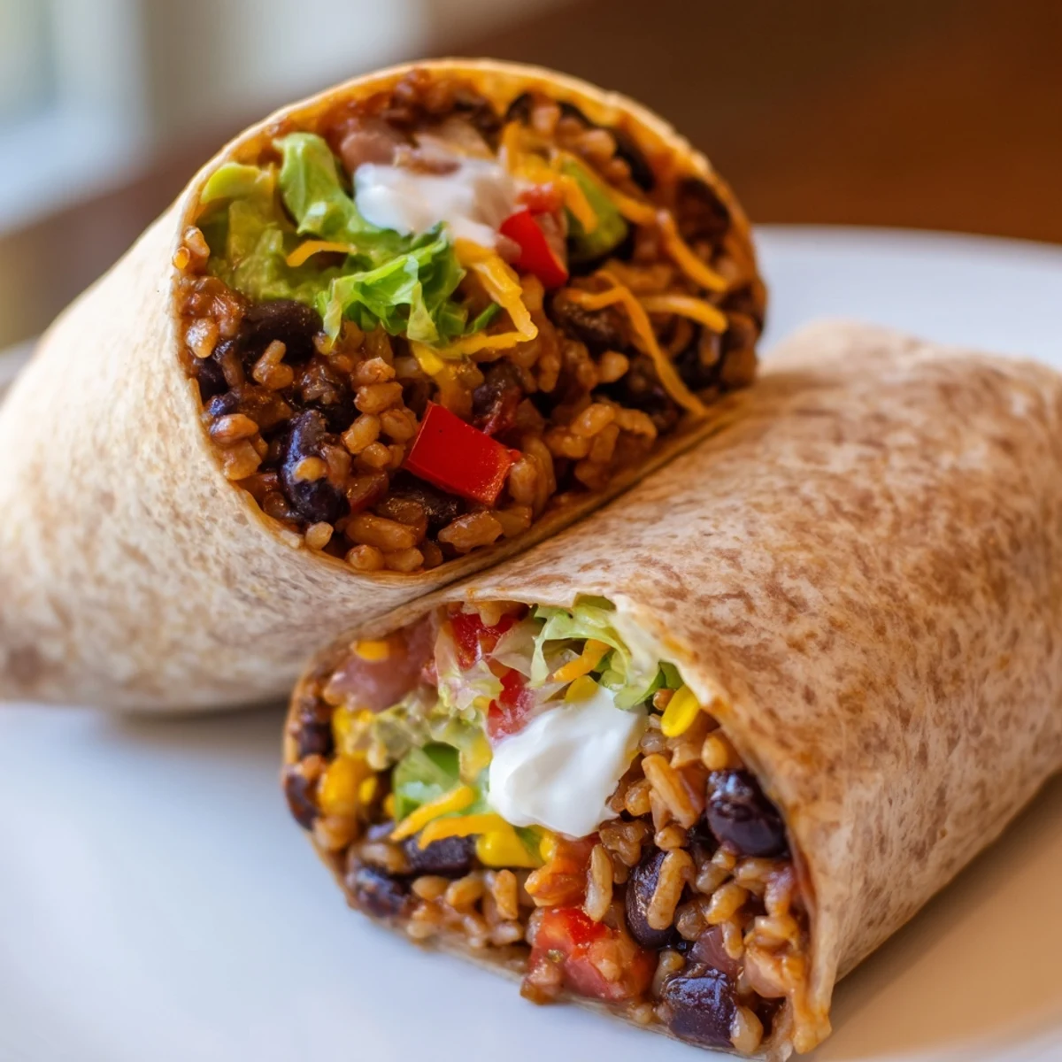 A delicious, fully loaded Smoky Black Bean Burrito, bursting with flavors and a perfect hearty meal.