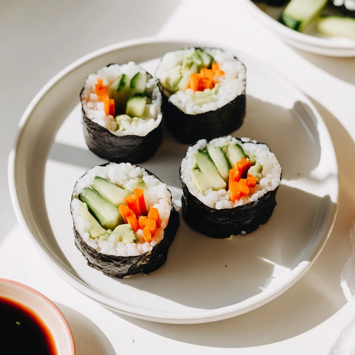 These homemade avocado cucumber sushi rolls are loaded with fresh ingredients, perfect for any occasion.