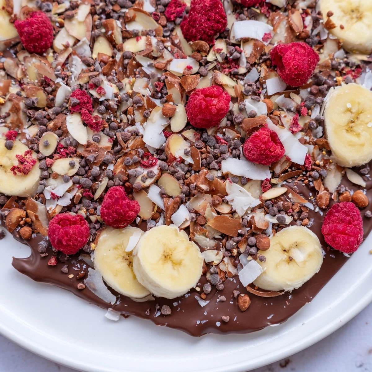 Homemade Chocolate Banana Bark ready to break into delicious, sweet, and frozen pieces.