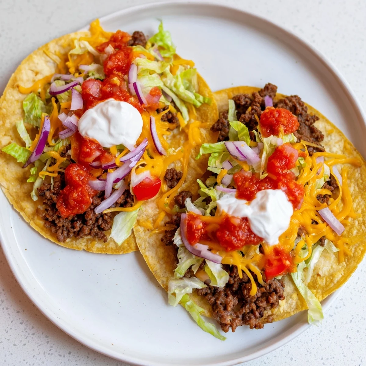 Golden brown Crispy Smash Tacos, with melted cheese and fresh toppings, ready to enjoy.