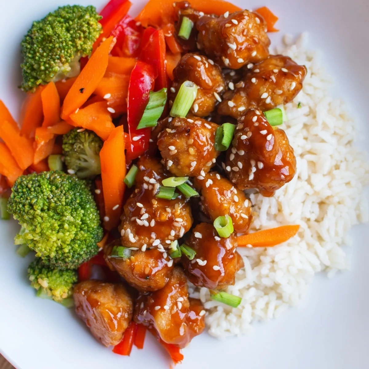Arranged meal-prep containers brimming with colorful teriyaki chicken rice; a delicious, healthy lunch.