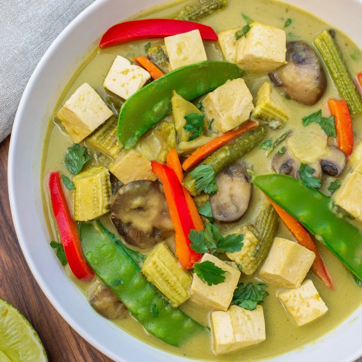 Steaming bowls of Thai Green Curry Coconut Soup garnished with fresh cilantro and lime wedges.