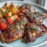 Easy Spring Dinner Sheet Pan Chicken with Zucchini and Cherry Tomatoes, featuring vibrant seasonal veggies and savory chicken, roasted together for a healthy, fuss-free dinner.