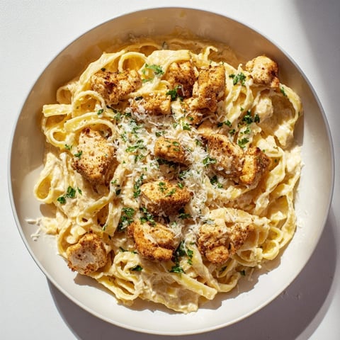 Creamy Cowboy Butter Chicken Pasta, with golden chicken pieces in a rich, spicy, buttery sauce.