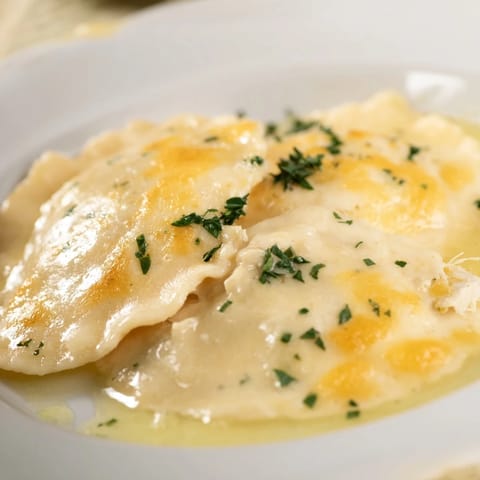 Chicken Pot Pie Ravioli Bake