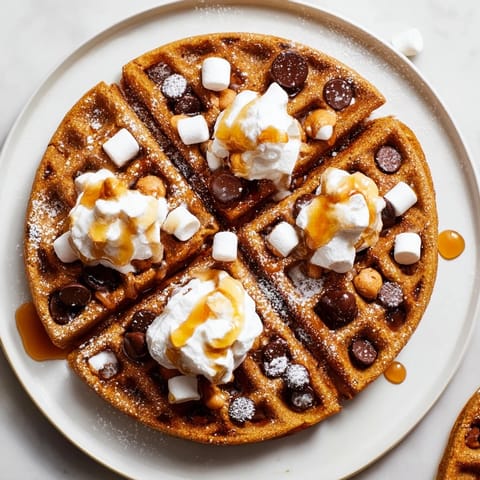 Festive gingerbread house waffle