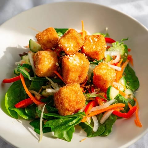Golden Crispy Tofu Salad