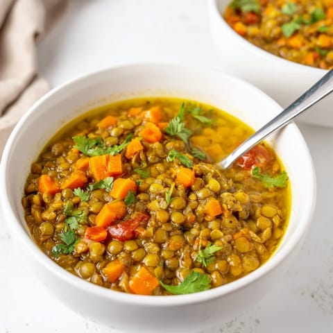 Steaming Mung Bean Soup in a pot with carrots and spices, ready to serve.