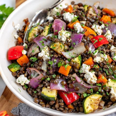 Black Lentil Salad with Roasted Vegetables