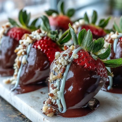 Perfect for Valentine’s Day or date night, these chocolate-covered strawberries look delicious.  