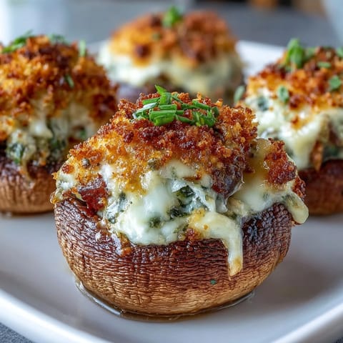 Stuffed Asiago-Basil Mushrooms