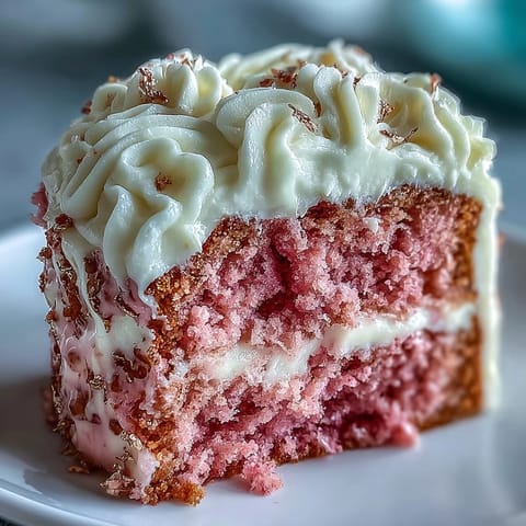 Elegant Bridal Shower Rosé Velvet Cake with shimmering gold details.