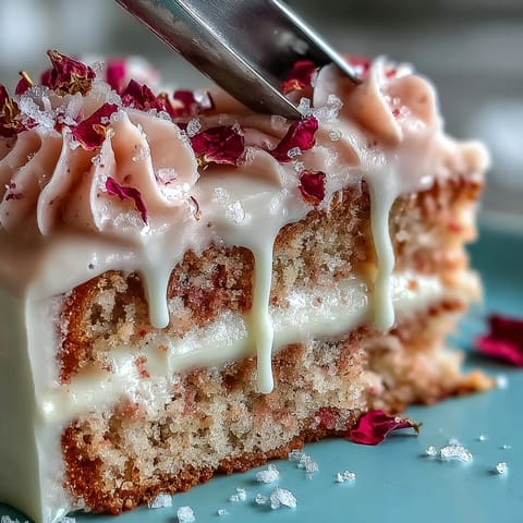 Elegant Rosé Velvet Cake with shimmering gold drip, perfect for any celebration.