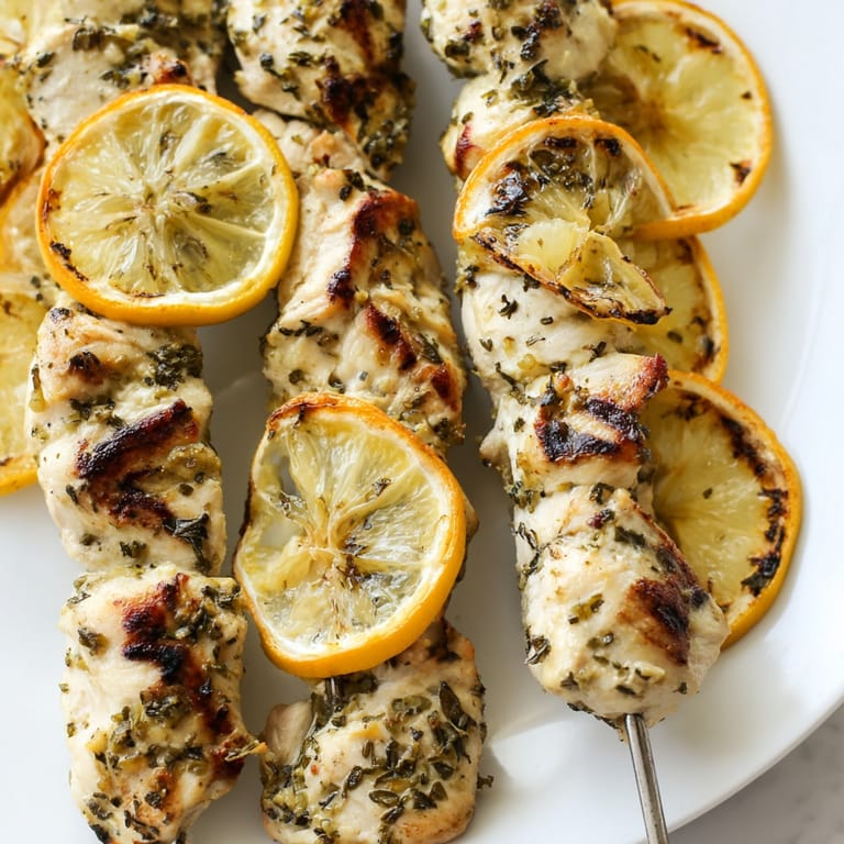 Imagine tender Grilled Lemon Herb Chicken Skewers, perfect served with tzatziki and a crisp Sauvignon Blanc.