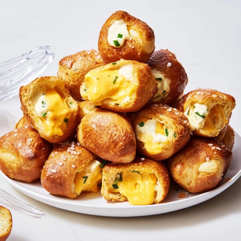 Golden pretzel bites filled with creamy jalapeño cheese, delightful for party snacks.  