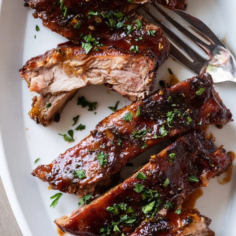 Juicy classic BBQ ribs slow-cooked and grilled, served with tangy BBQ sauce.