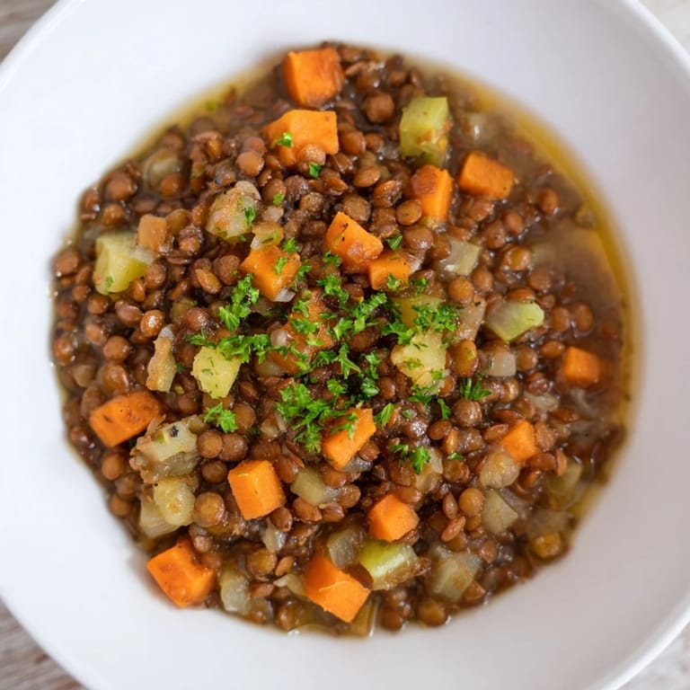 Rustic presentation of flavorful Lentil Soup, offering a budget-friendly and healthy meal idea.