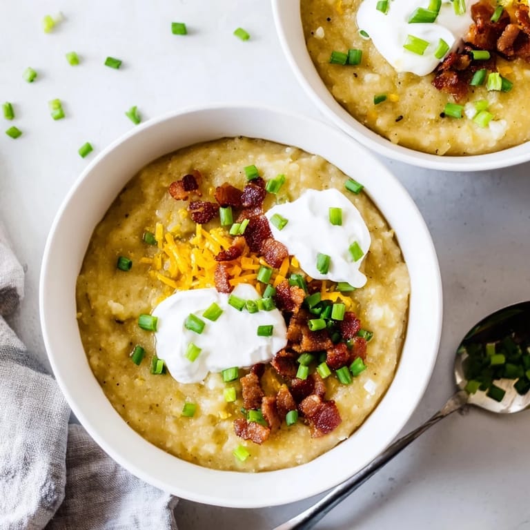 Enjoy a close-up of The Ultimate Baked Potato Soup, showcasing its rich, savory, and flavorful profile.