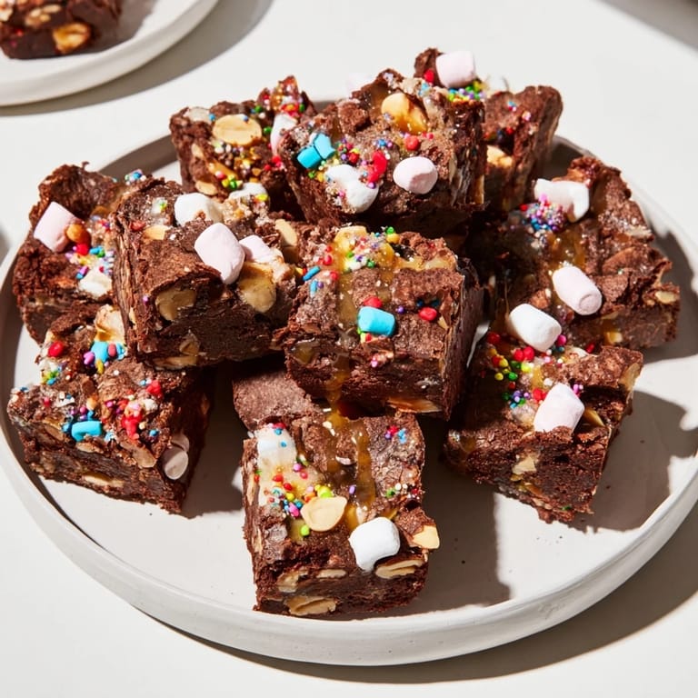 Close-up of baked Chaos Chocolate Cake Bites boasting a delightful mix of textures and a rich, dark chocolate color.