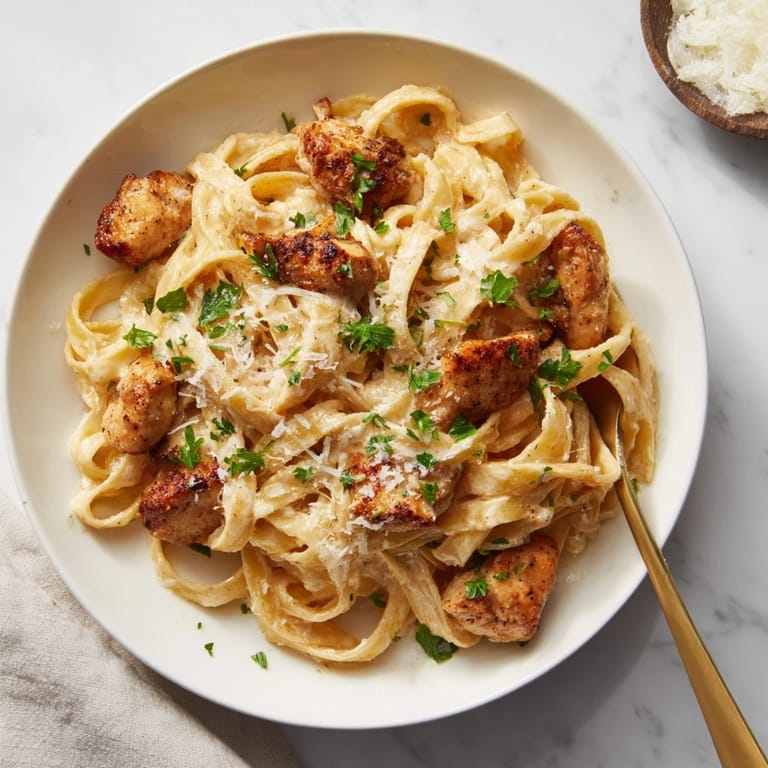 Hot and flavorful Cowboy Butter Chicken Pasta—a comforting bowl featuring perfectly-cooked pasta and garlic-Parmesan.