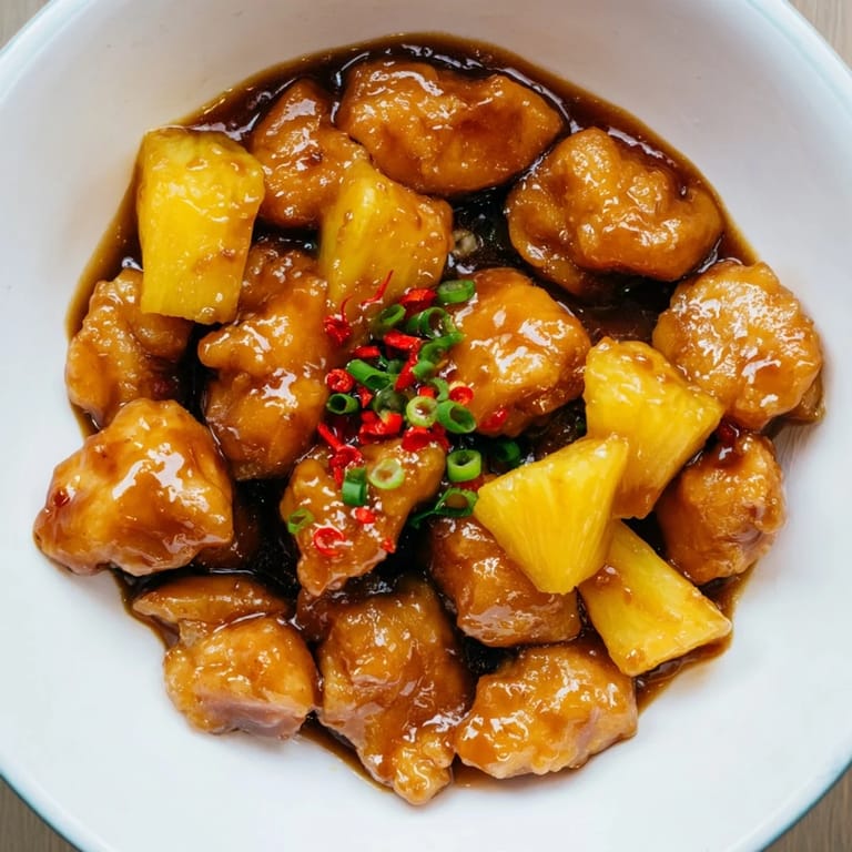Golden-brown Brown Sugar Pineapple Chicken served with a sweet, tangy sauce makes a great meal.