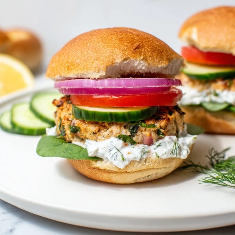 A plate of flavorful Healthy Baked Chicken Sliders, stacked high with fresh, colorful toppings, yum!