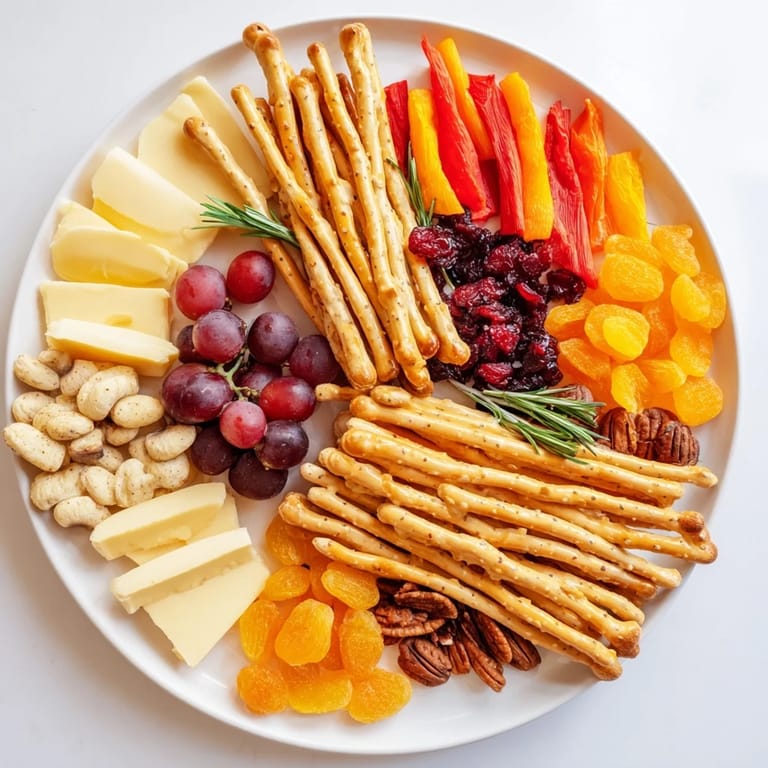 A colorful Flickering Fire Log Snack Board displays a variety of cheeses, fruits, and crackers perfect for sharing.
