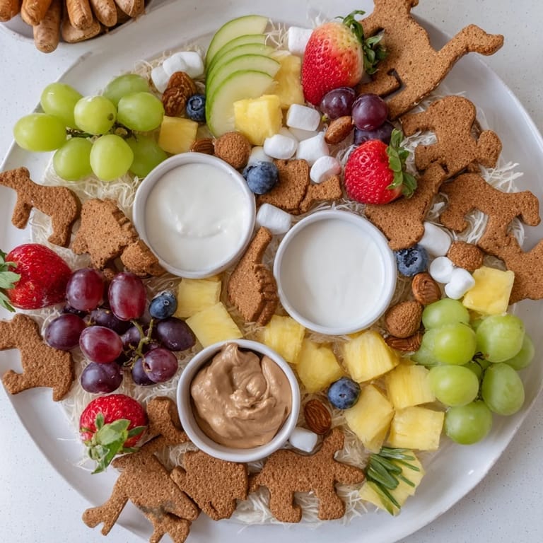 This Animal Cracker Safari Board features an inviting landscape of sweet treats, perfect for kids and parties.