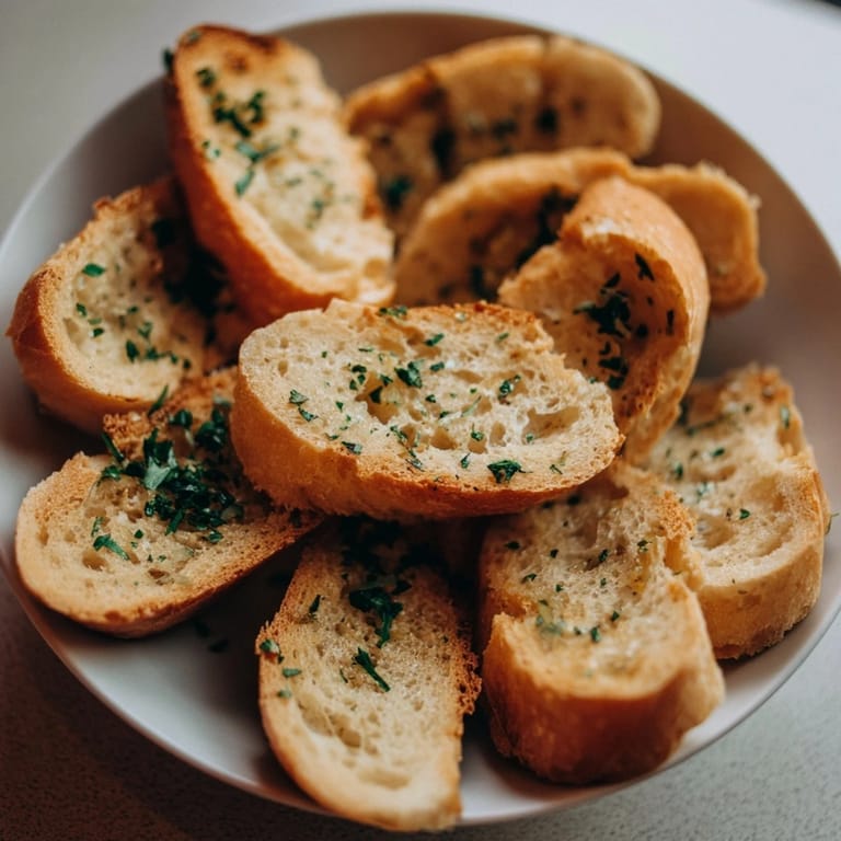 Crispy baguette slices form a welcoming bread ring, perfect for dipping or sharing, French cuisine inspiration.