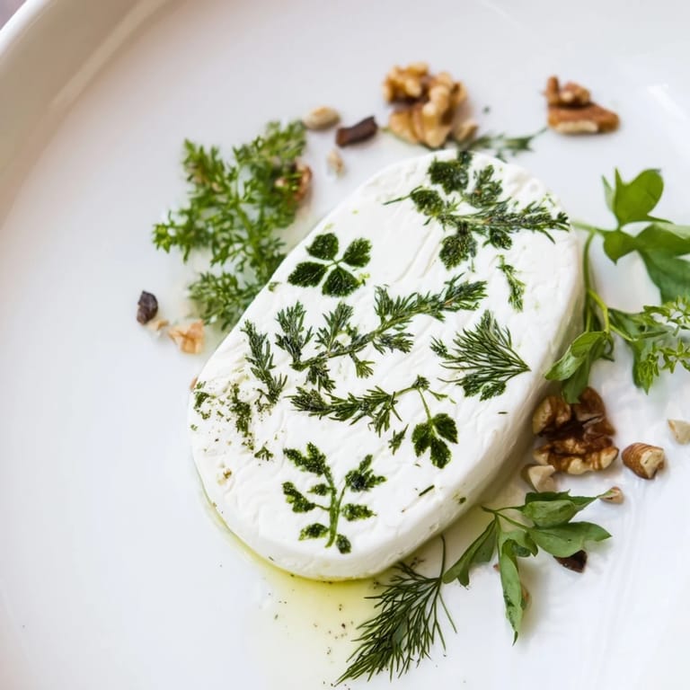 A close-up view presents the unique Fossil Record appetizer, a delicious cheese and nuts arrangement.