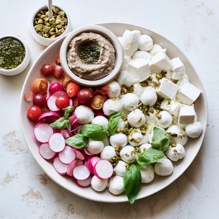 A close-up view of the Hanging Gardens appetizer, featuring artistic, flavorful food arrangements perfect for entertaining.