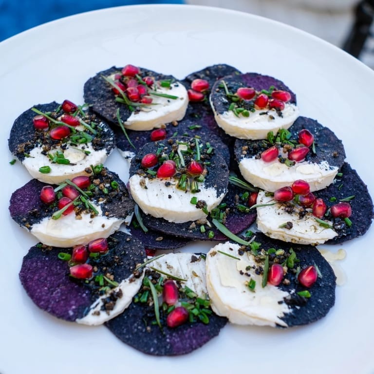 Inviting photo of Stepping Stones: A colorful appetizer with cheese rounds and vibrant chips for quick snacking.
