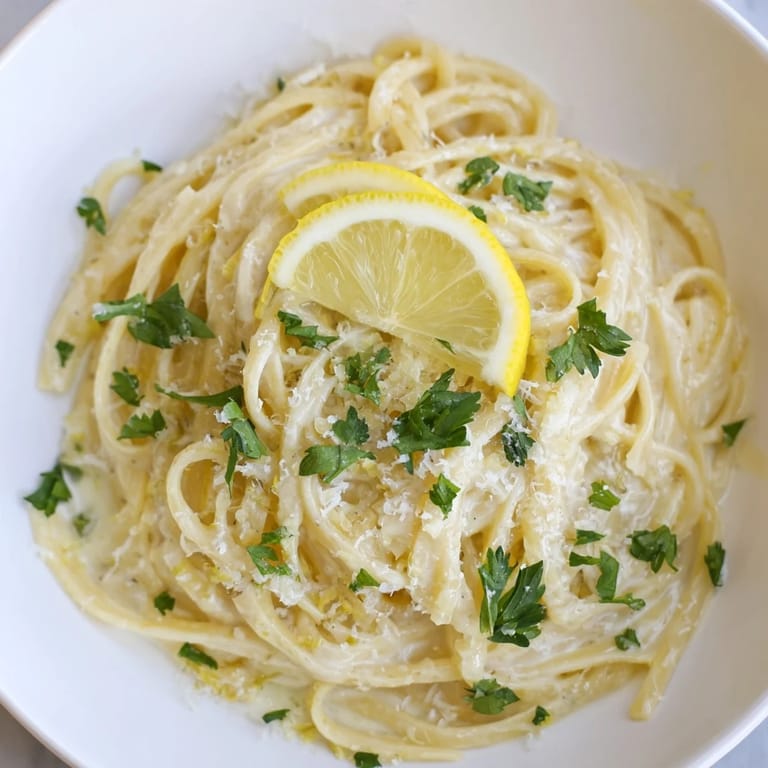 Freshly made Lemon-Garlic Greek Yogurt Pasta with grated Parmesan, ideal for a weeknight meal.