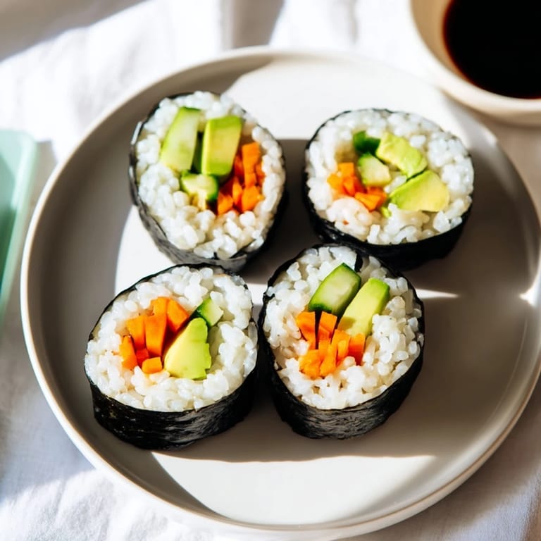 Beautifully arranged avocado cucumber sushi, showcasing the creamy filling and a delicious, healthy meal.